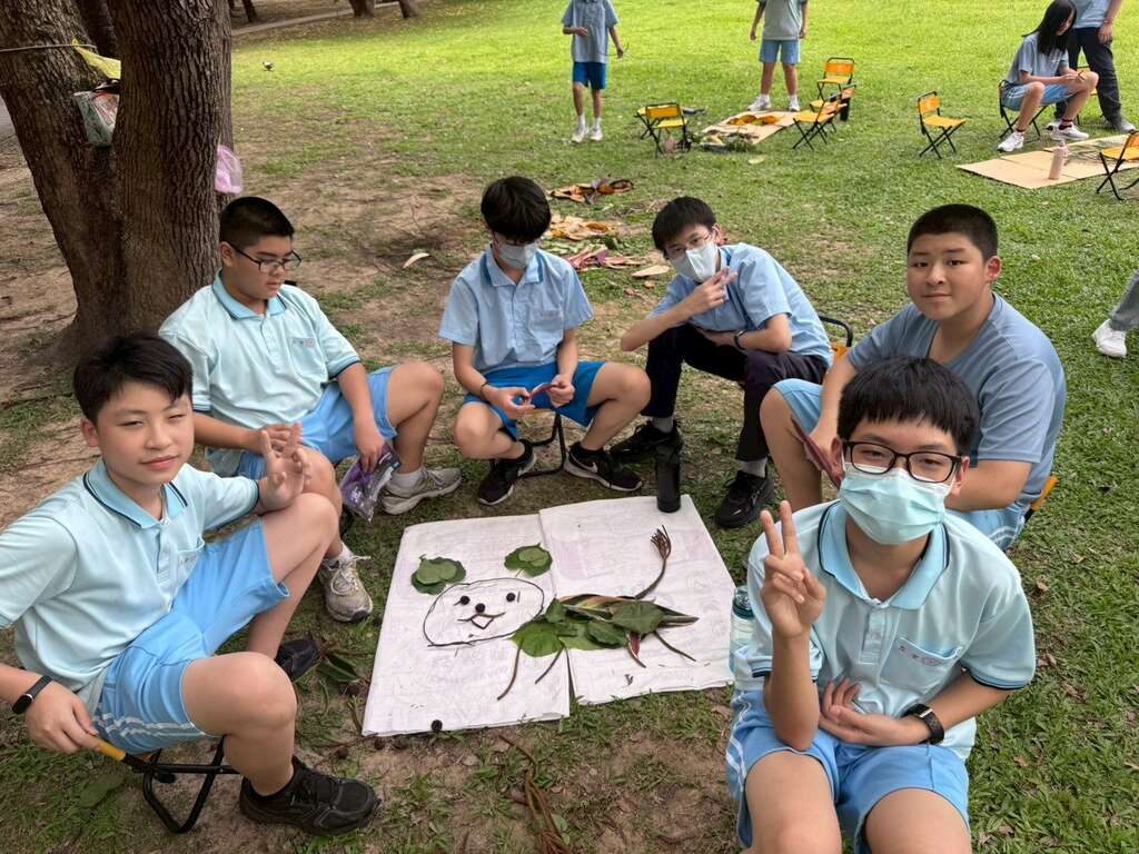 荣星志工环教组设计许多丰富有趣的教案,像是「就地取材的自然物创作」就非常受欢迎（图片来源：台北市政府工务局公园路灯工程管理处）