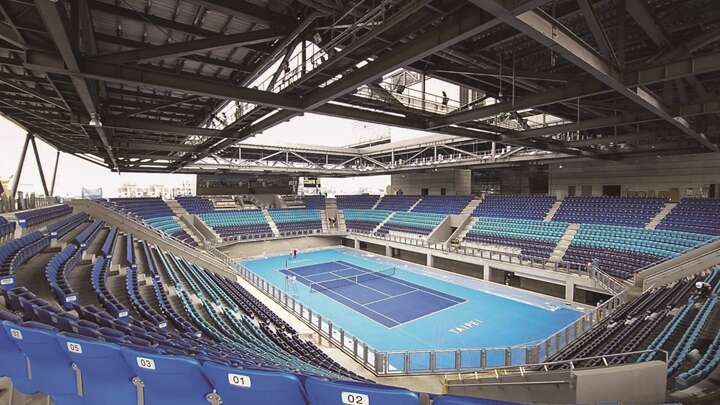 The brand-new Taipei Tennis Center is an environmentally green building complying with international standards.(Photo: Taipei 2017 Universiade Organizing Committee)