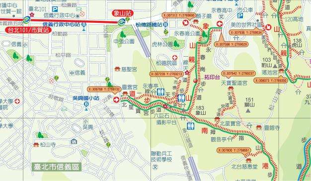 象山親山步道路線圖。