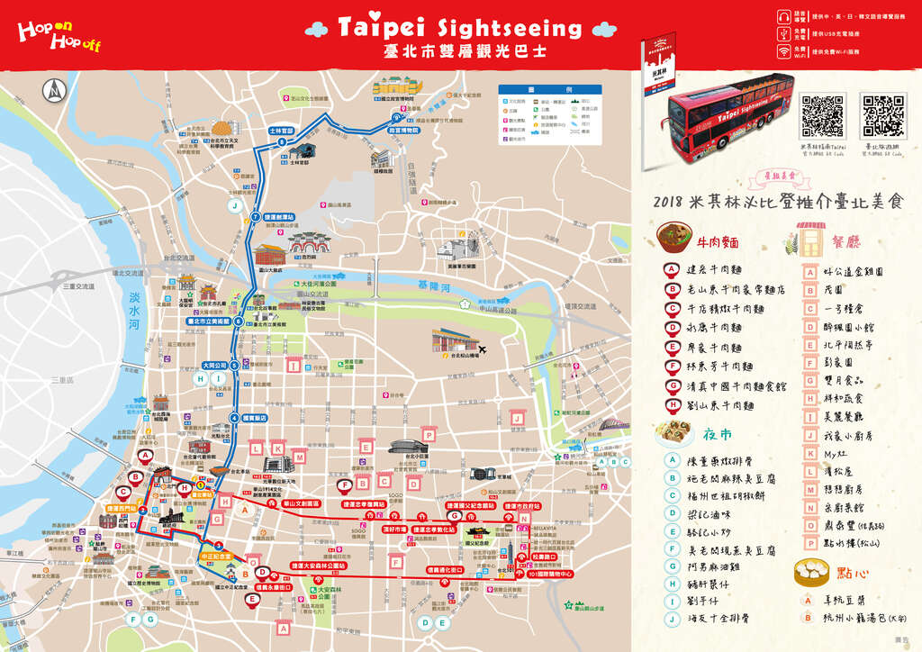 雙層觀光巴士20站點地圖-必比登推介美食